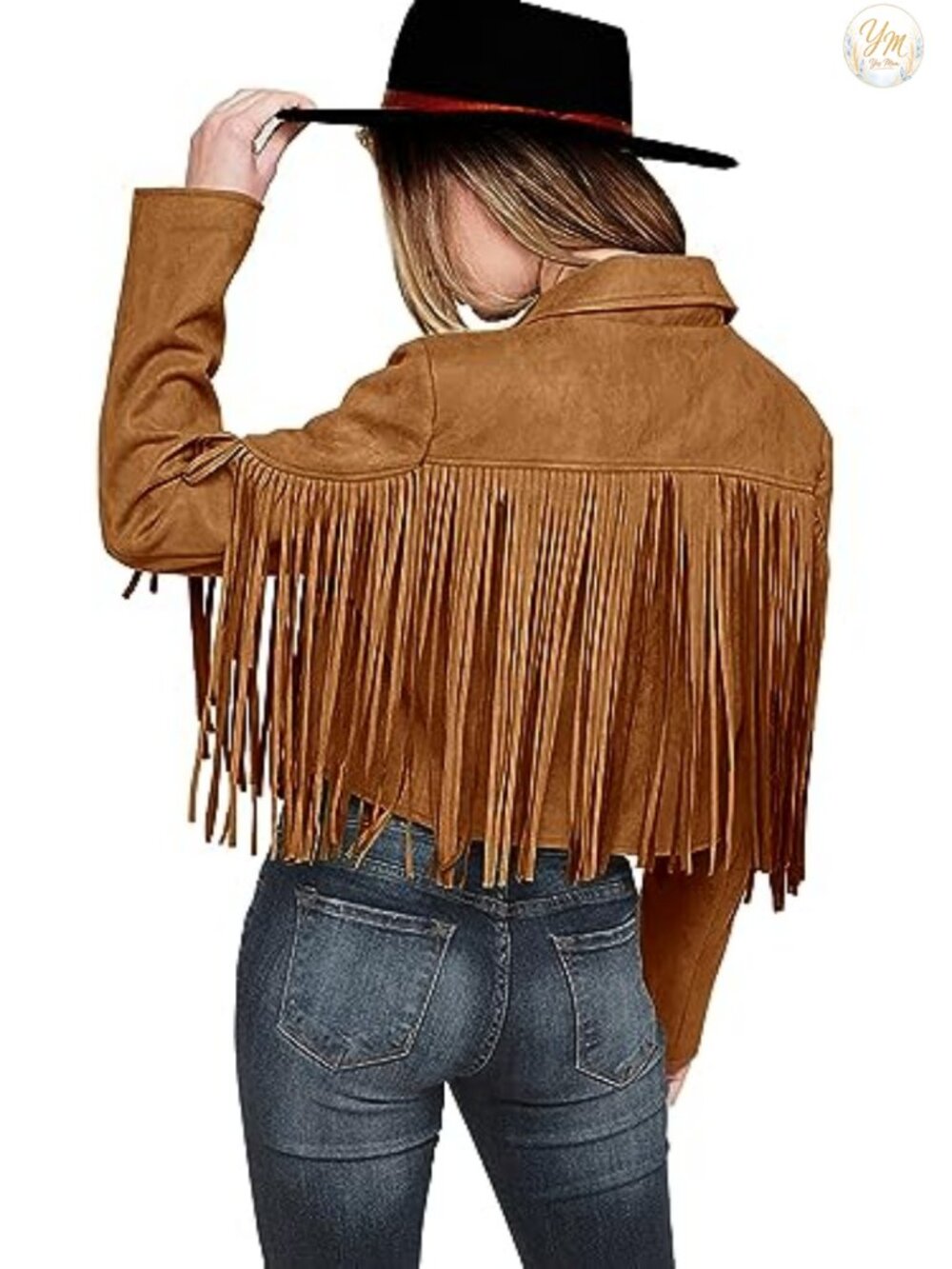 Faux Suede Fringe Cropped Motorcycle Jacket Long Sleeve